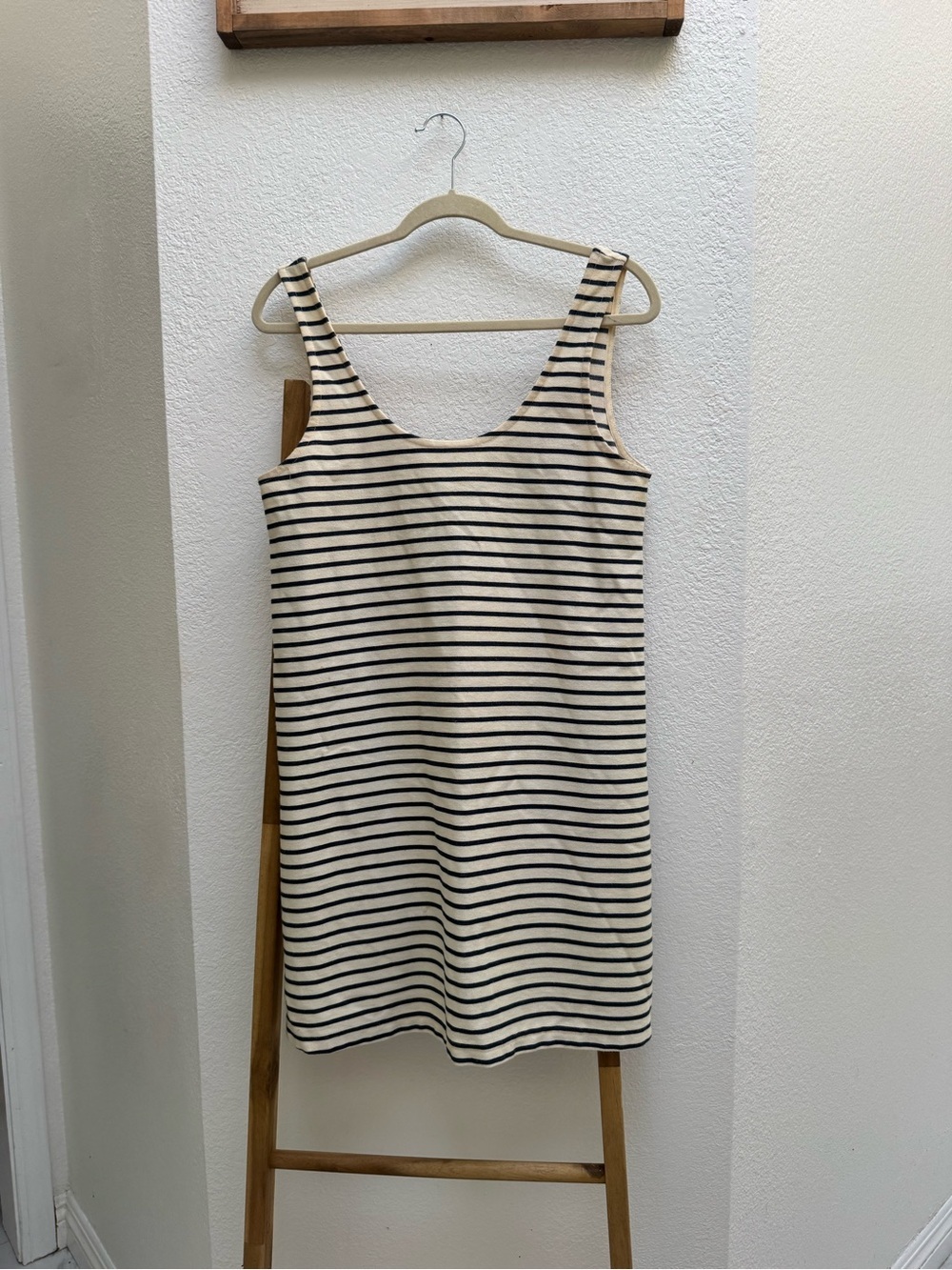 Madewell Cream and Black Striped Sleeveless Mini Dress Nautical Coastal Beach